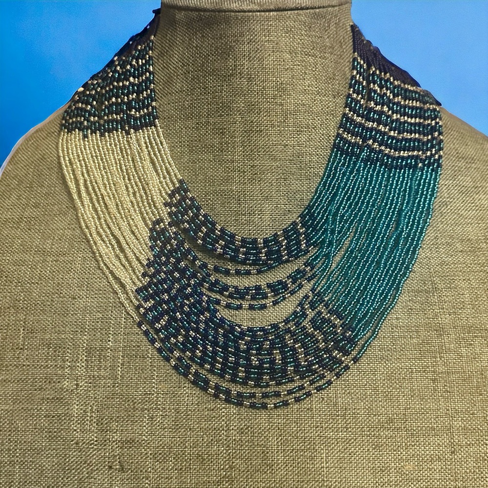 Seed Bead Waterfall Choker Necklace
